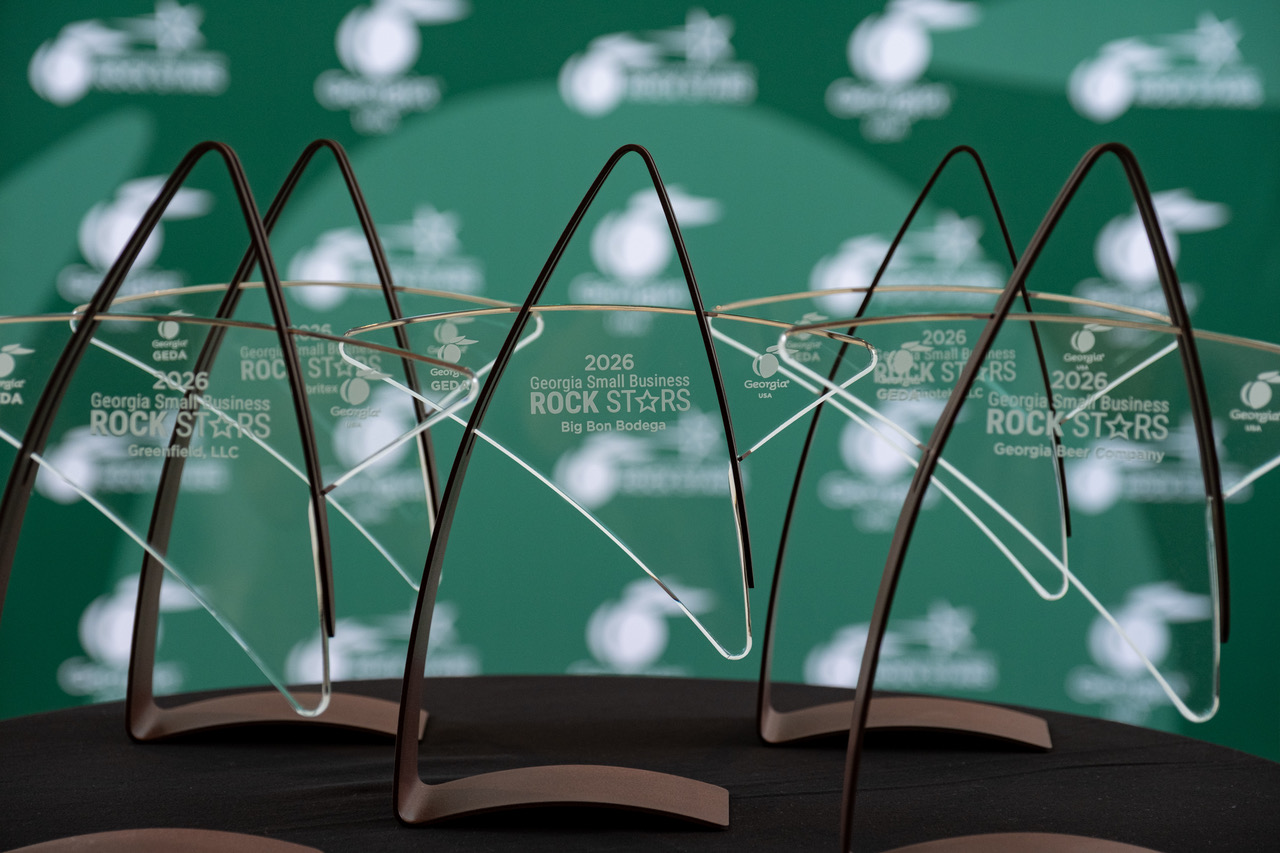 The 2026 Small Business ROCK STAR awards were presented by the Georgia Department of Economic Development and Georgia Economic Developers Association at the GEDA Spring Conference in Savannah. Credit: Georgia Department of Economic Development.