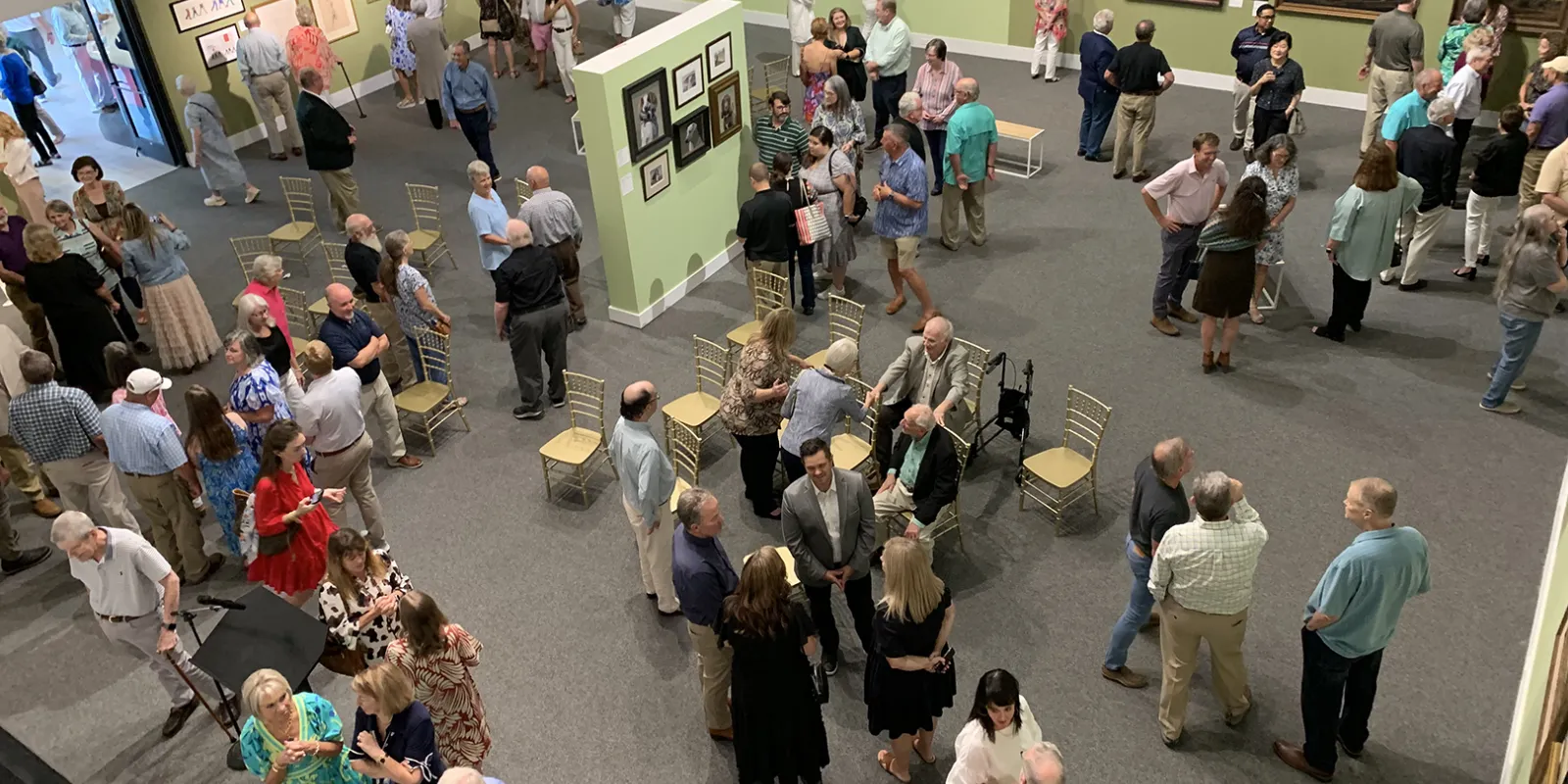 aerial view of an art gallery show  