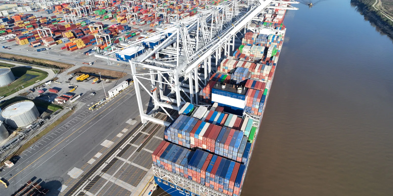 Aerial view of a port in Georgia