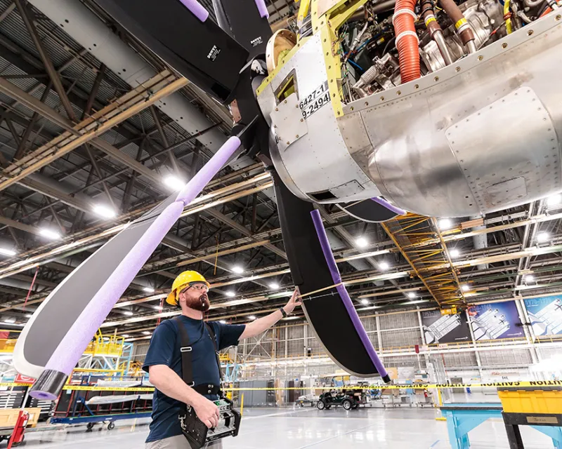 Man working on an airplane
