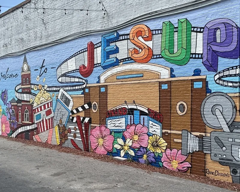 mural on the side of a building 