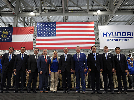 governor and leaders at hyundai plant opening