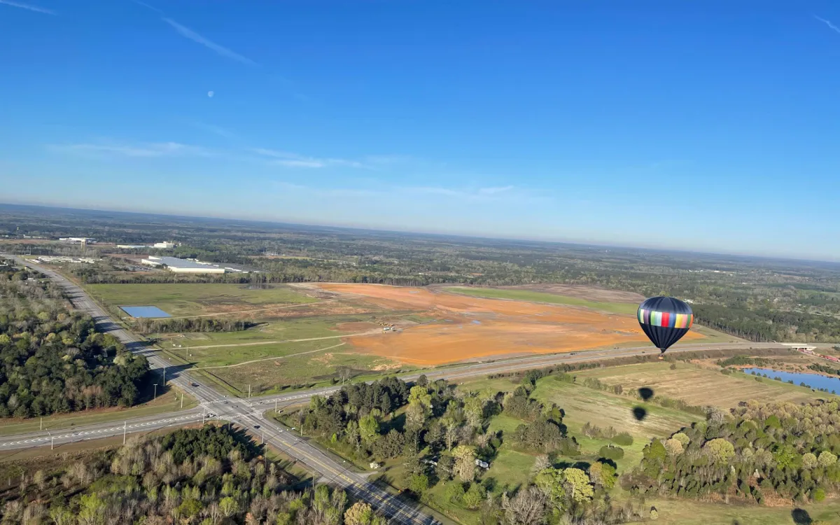 Hot air balloon over Dublin, Georgia