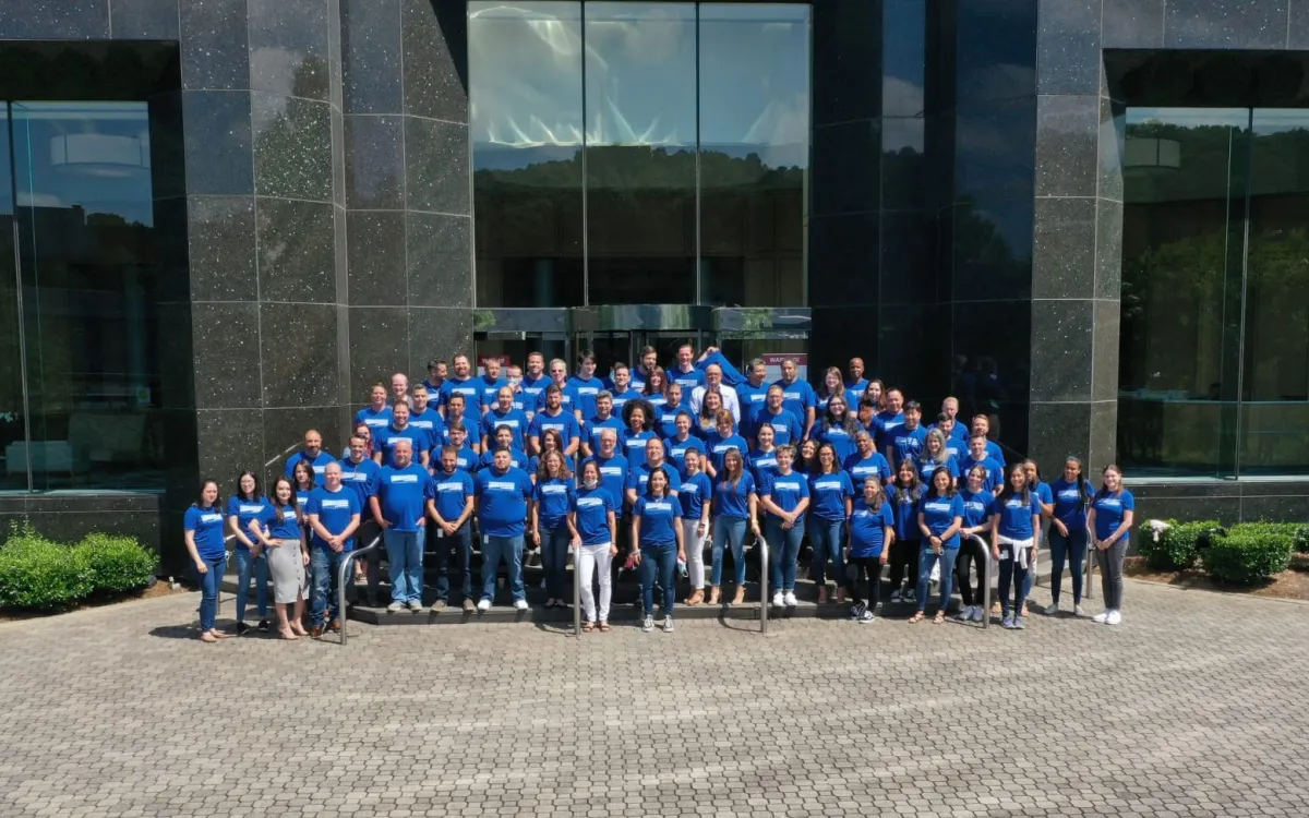 Interra staff group photo outside building