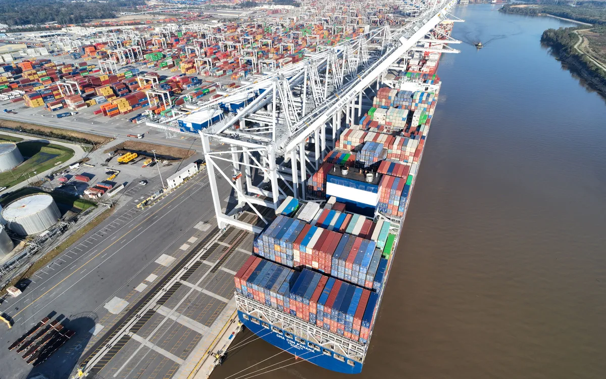 Aerial view of a port in Georgia