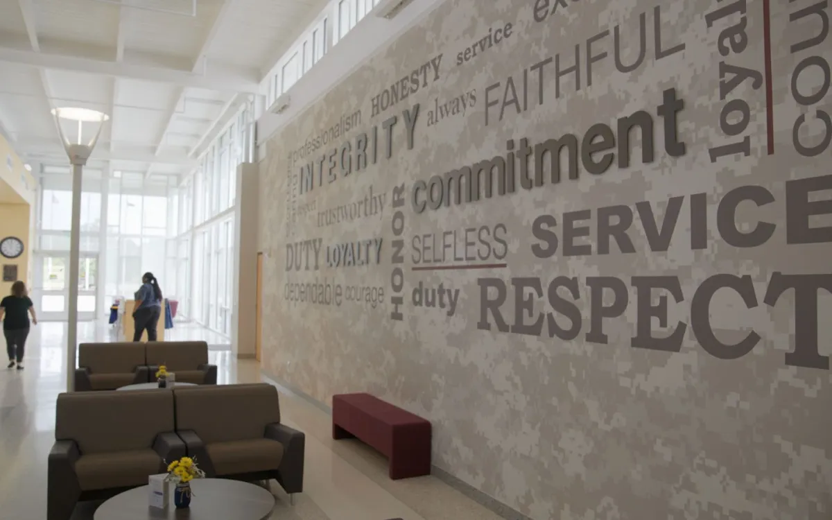 A wall displaying words.