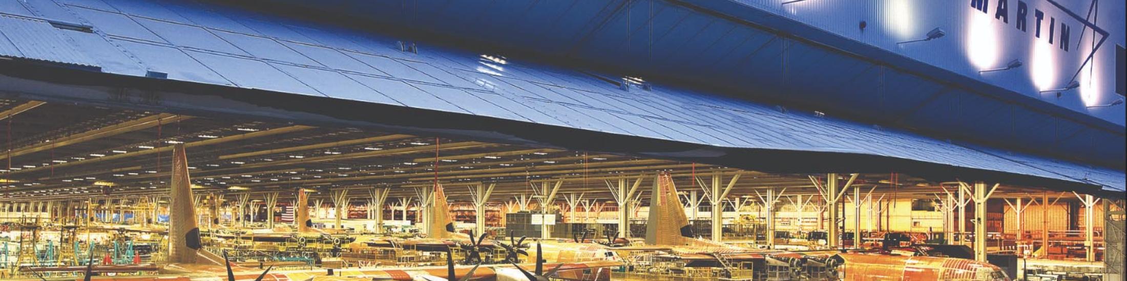 Planes at Lockheed Martin warehouse being manufactured
