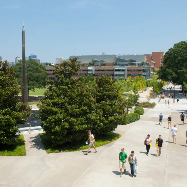 Students walking on a campus