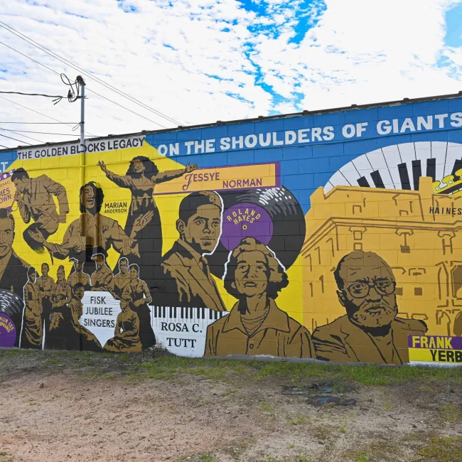 mural painted on the side of a building