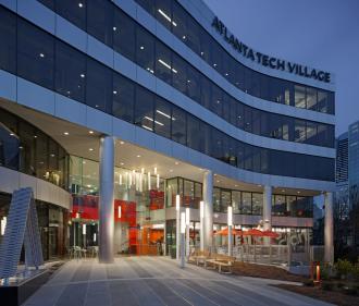 atlanta tech village at night