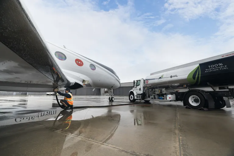 Man working on an airplane