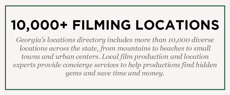10,000+ filming locations graphic. 