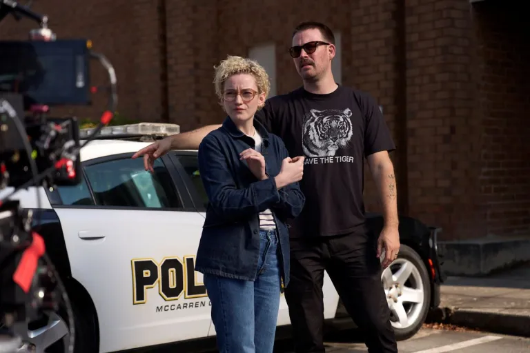 Actor Julia Garner with director Zach Cregger.