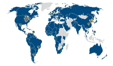 World map showing where Interra does business