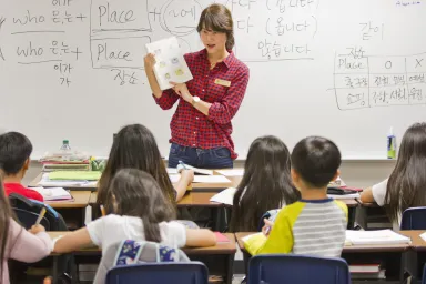 Image of teacher teaching in a classroom
