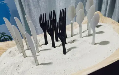 Plastic forks, knives, and spoons