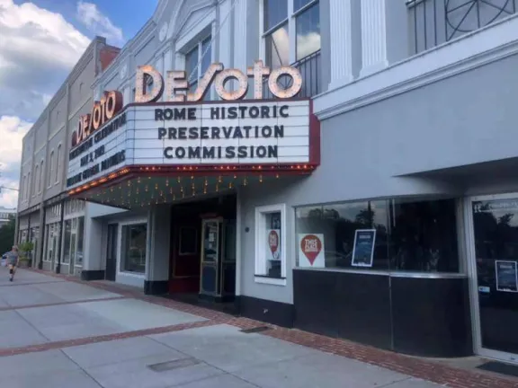 Exterior of the DeSoto Theatre in Rome, Georgia