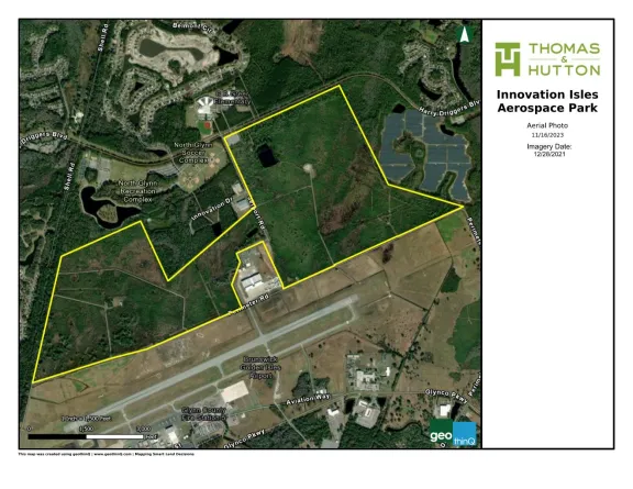Aerial view of the Innovation Isles Aerospace Park
