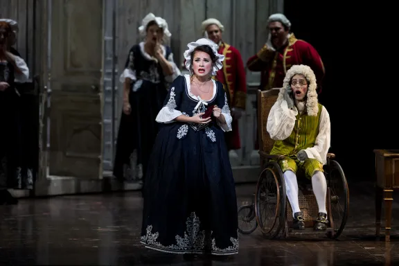 Actors on stage performing The Marriage of Figaro